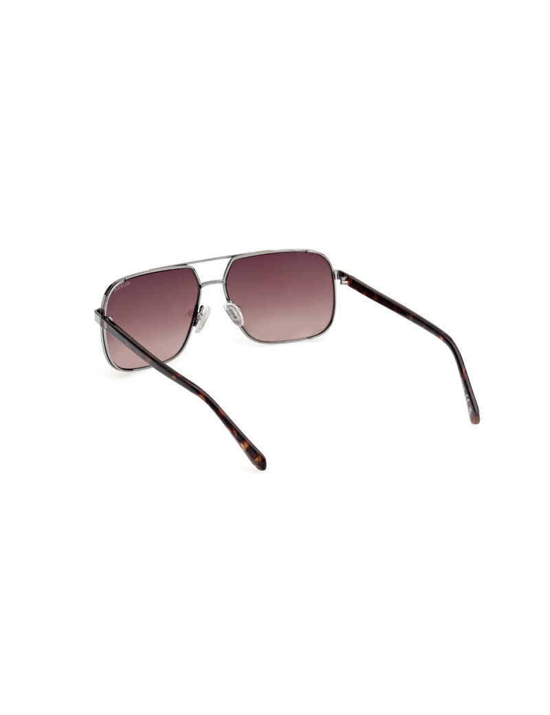 Metal Sun Glasses M Shiny Gunmetal Gradient Brown