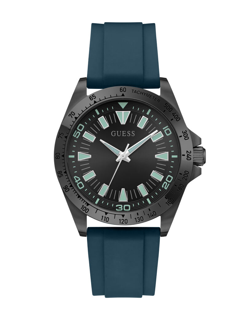 guess mens black gunmetal grey round analog watch