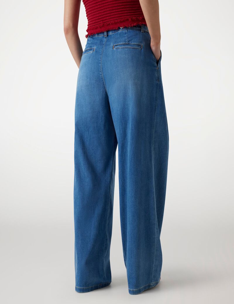 بنطلون جينز فضفاض من مزيج الكتان