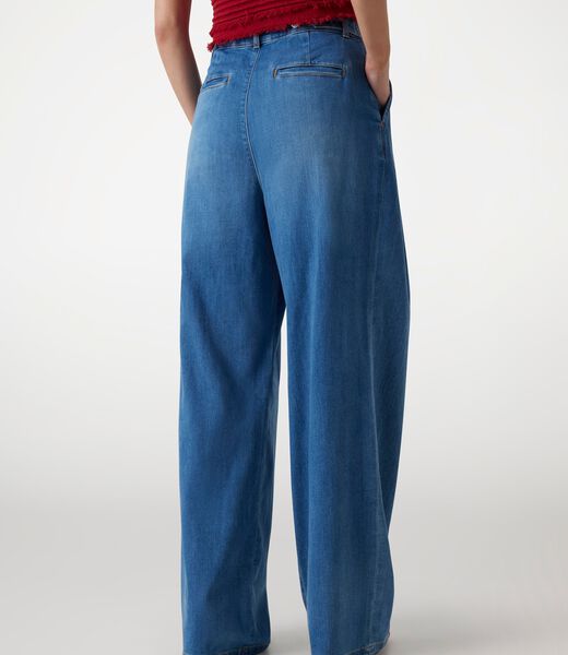 Linen-blend loose-fit jeans