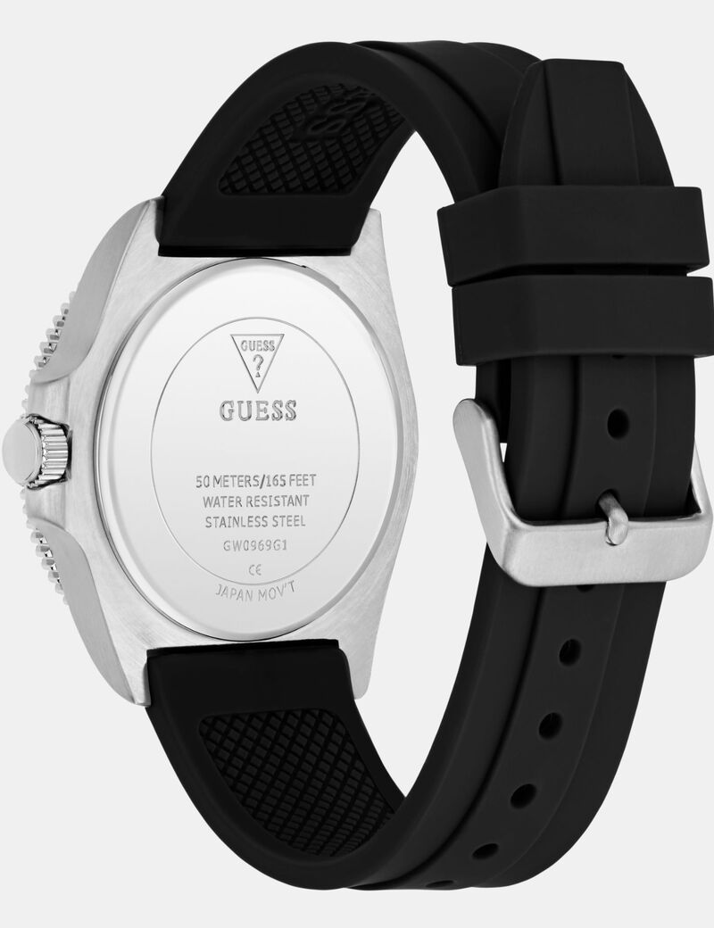 Mens Black Silver Tone Analog Watch