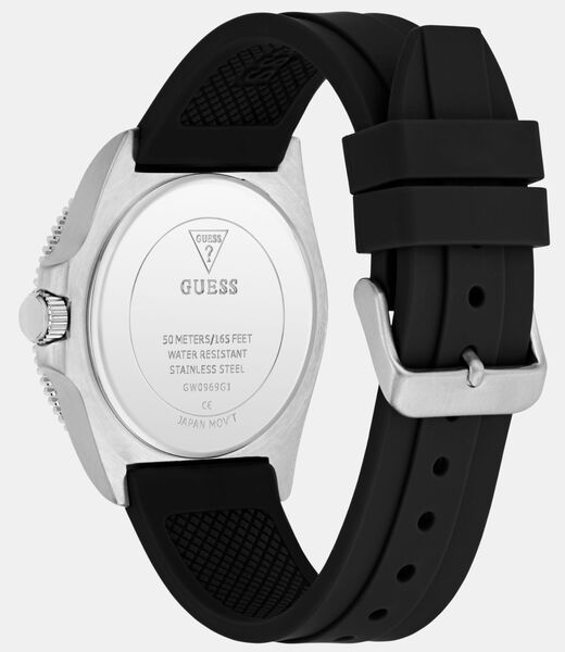 Mens Black Silver Tone Analog Watch