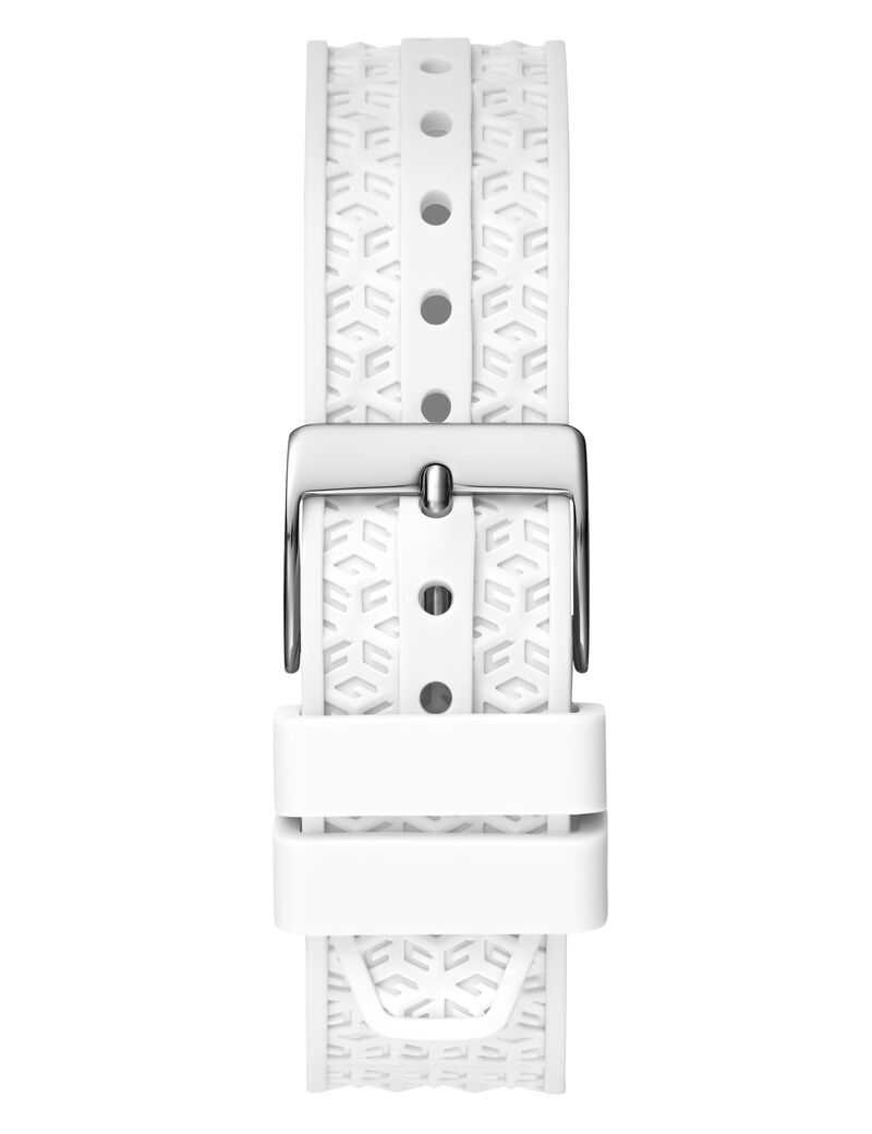 ساعة كوارتز بيضاء تناظرية من السيليكون