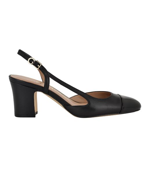 Slingback Cap Toe Block Heel Pumps