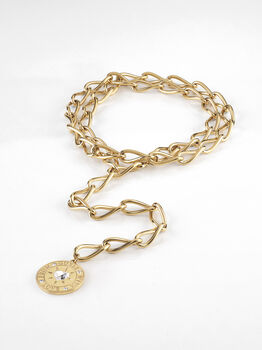 Gold Double Chain Pendant Necklace