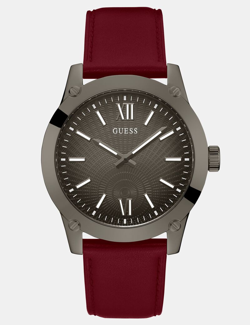 Suede leather analogue watch