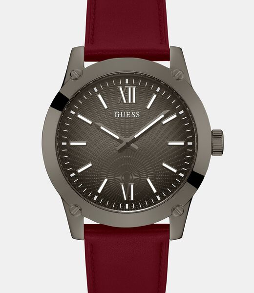 Suede leather analogue watch