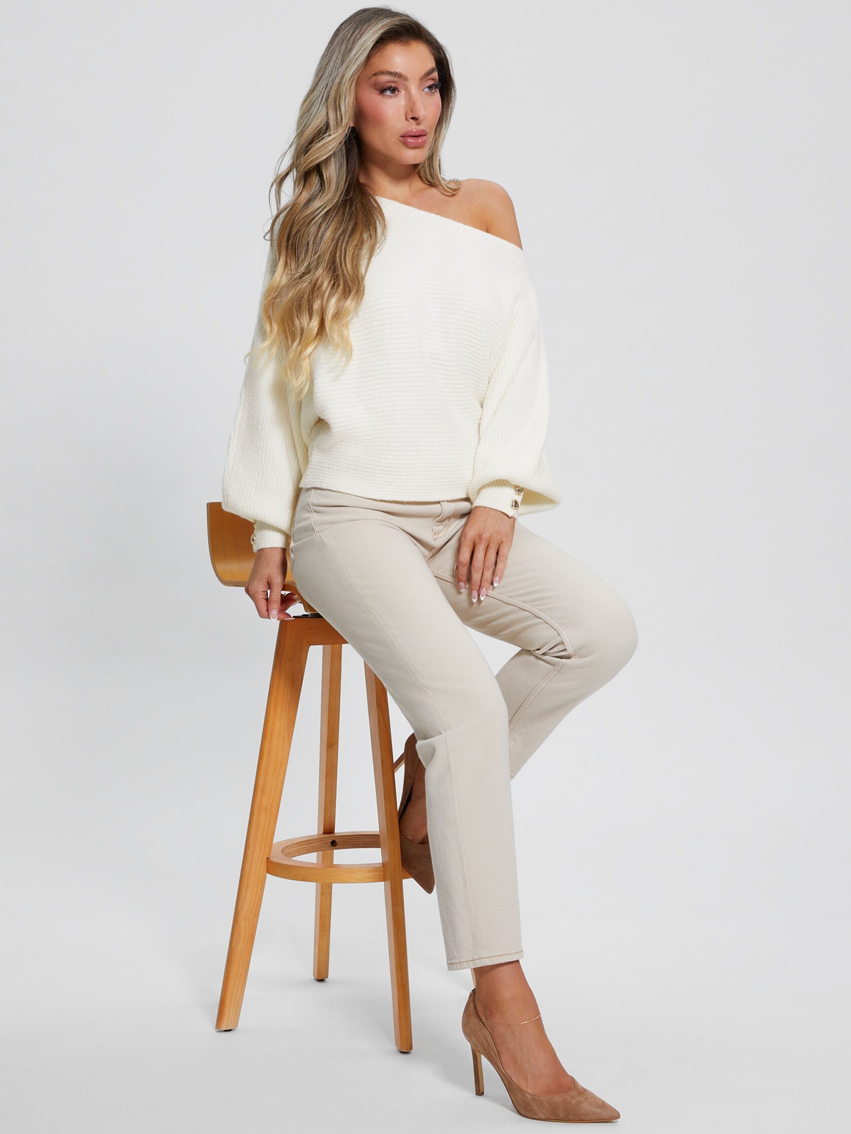 Shop GUESS Online Off Shoulder Wool Blend Sweater