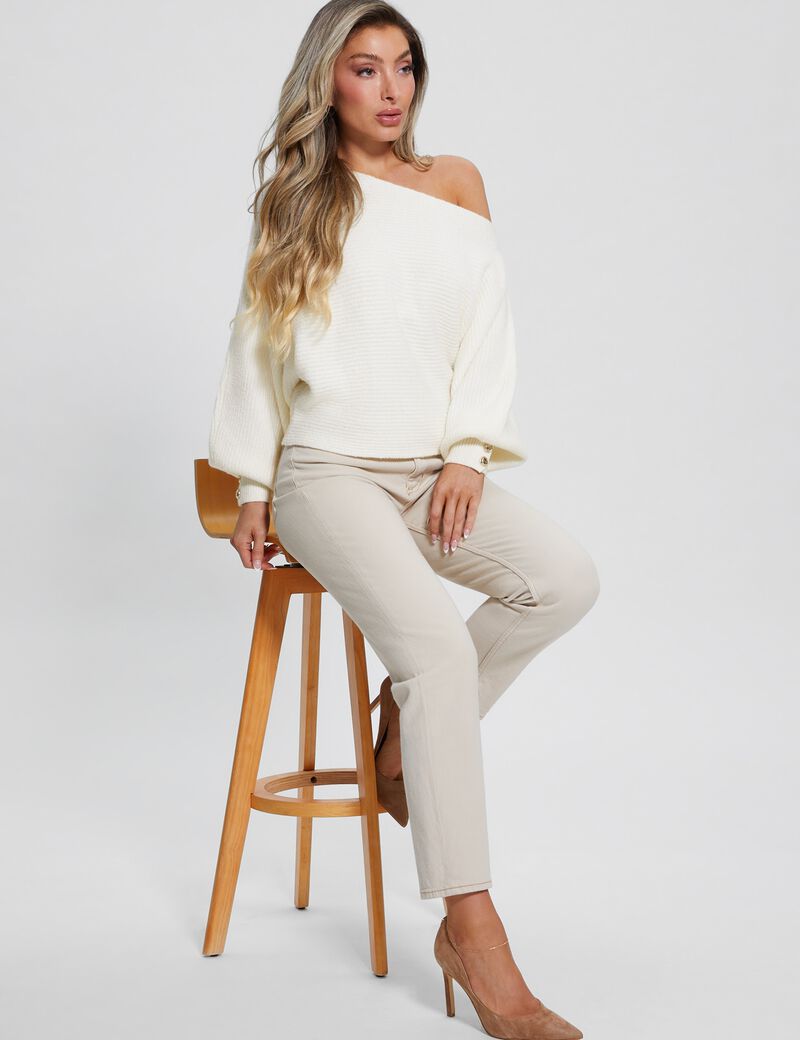 Off-Shoulder Wool Blend Sweater