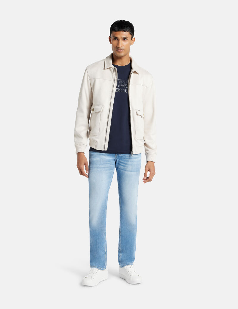 Faux-suede trucker jacket