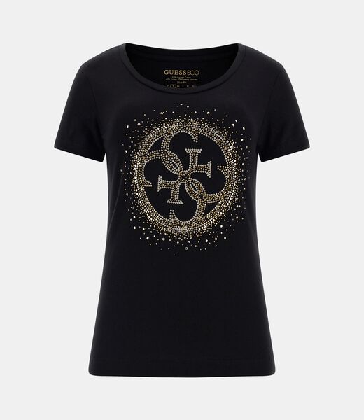 Rhinestones Logo Stretch T-Shirt