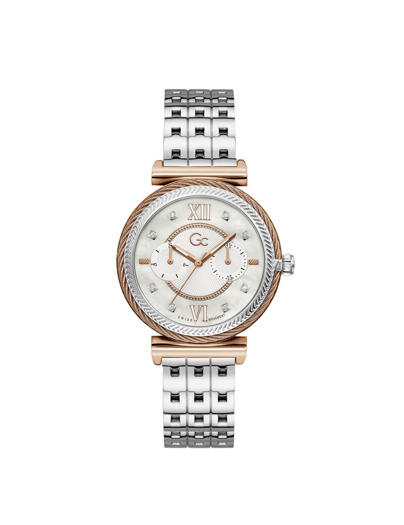 Gc Silver And Rose Gold Ladies Watch