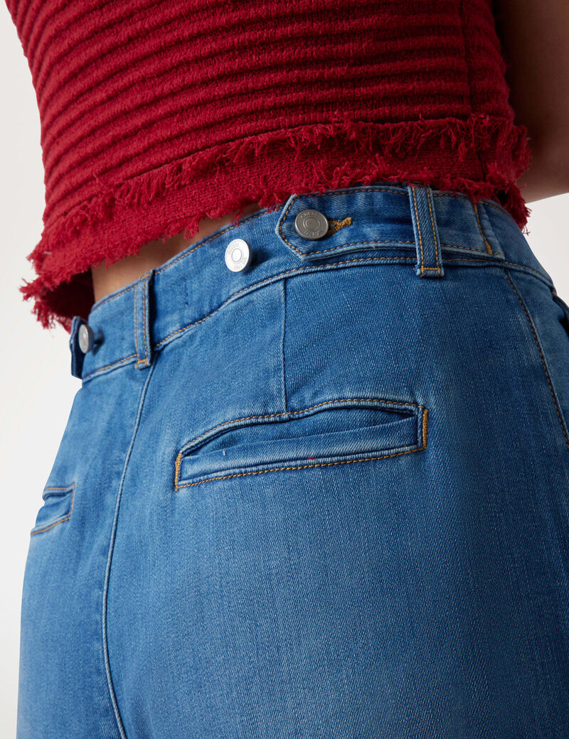 بنطلون جينز فضفاض من مزيج الكتان