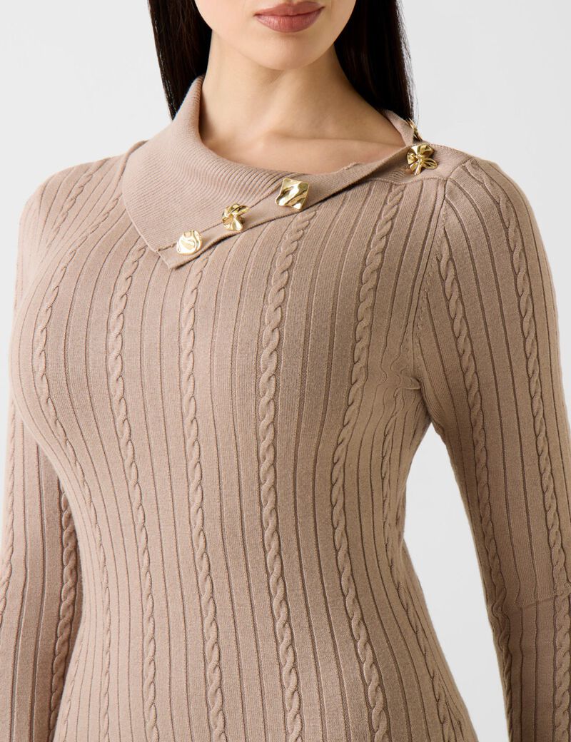 Asymmetric neck midi dress