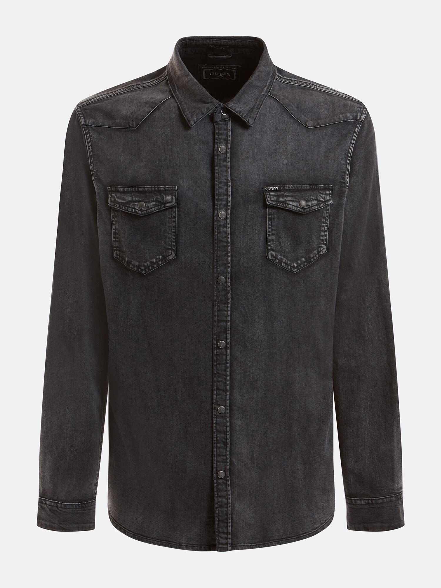 Guess denim shirt mens discount