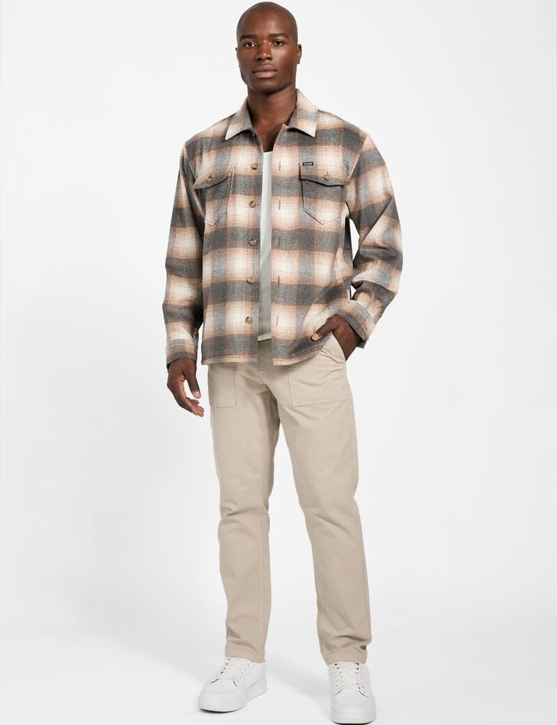 Wool-blend plaid shirt