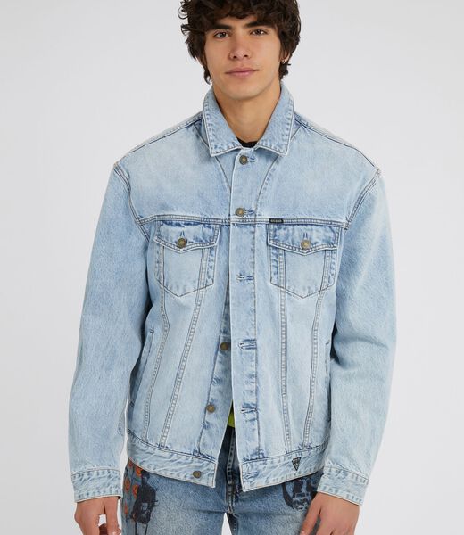 Graffiti print denim jacket