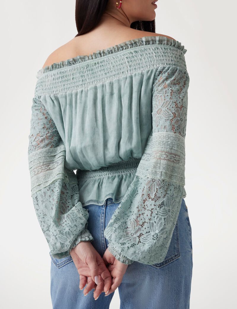 Silk-blend off-shoulder top