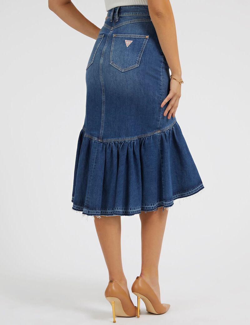 Ruffled Denim Skirt