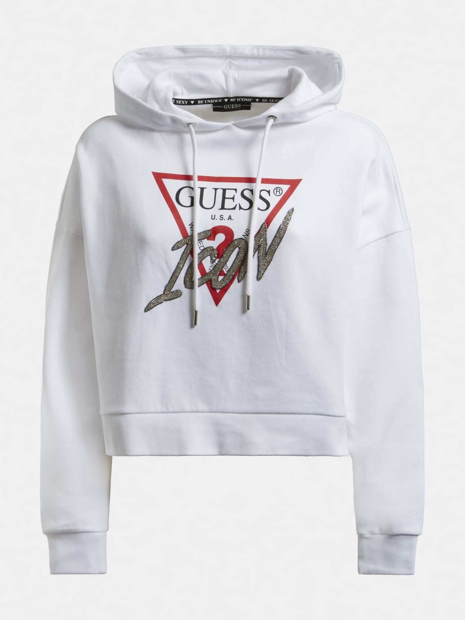 Shop GUESS Online Icon Logo Hoodie Sweatshirt