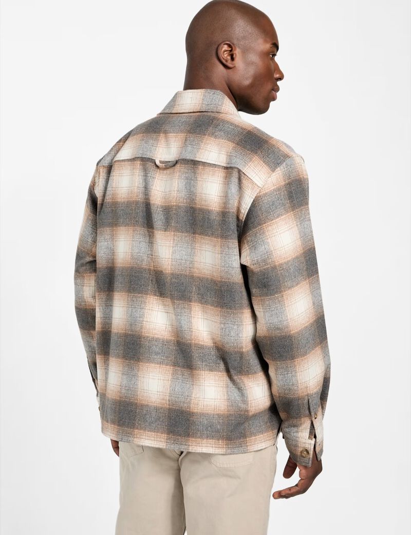 Wool-blend plaid shirt