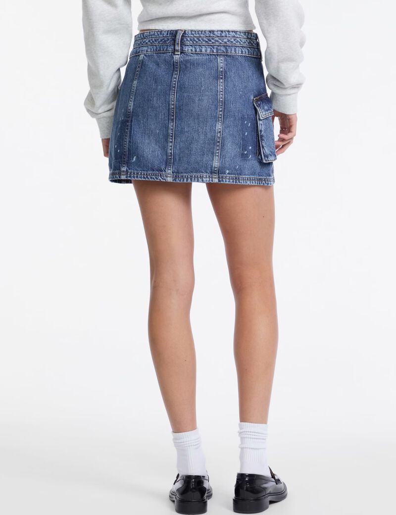 A-line denim mini skirt