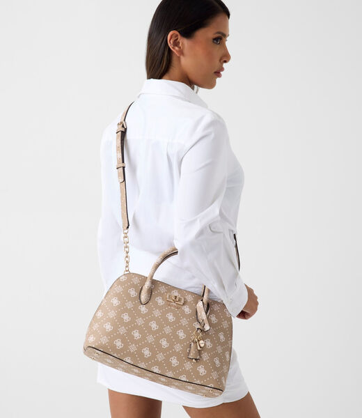 guess emelie logo satchel bag