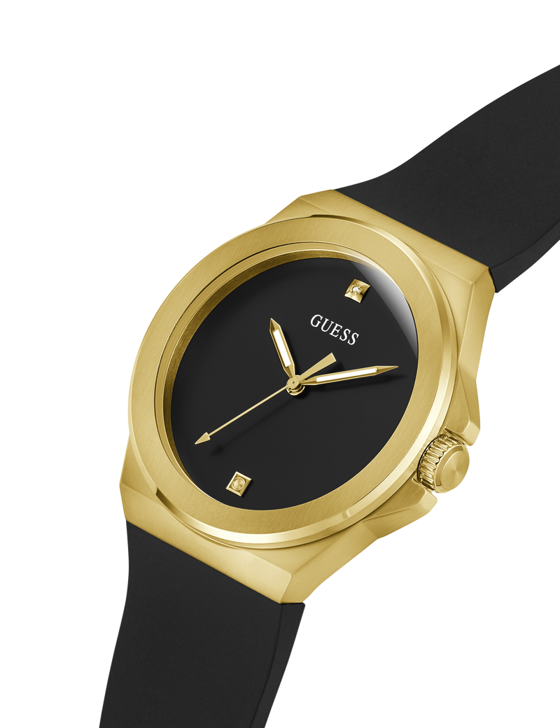Mens Black Gold Tone Analog Watch