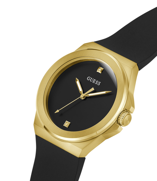 Mens Black Gold Tone Analog Watch