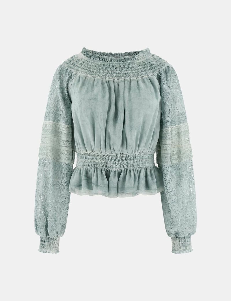 Silk-blend off-shoulder top
