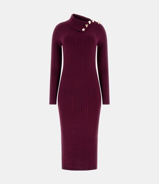 Asymmetric neck midi dress