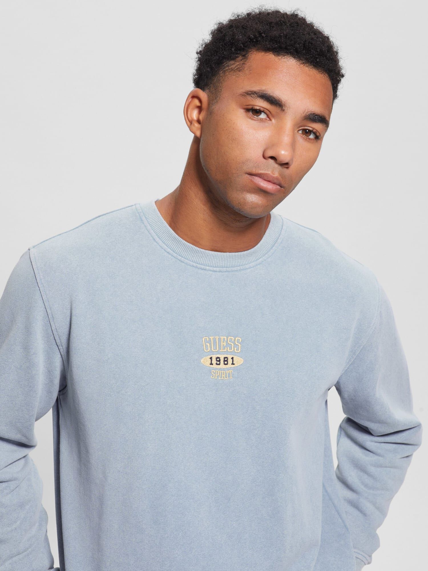 Guess logo crew neck sweatshirt store