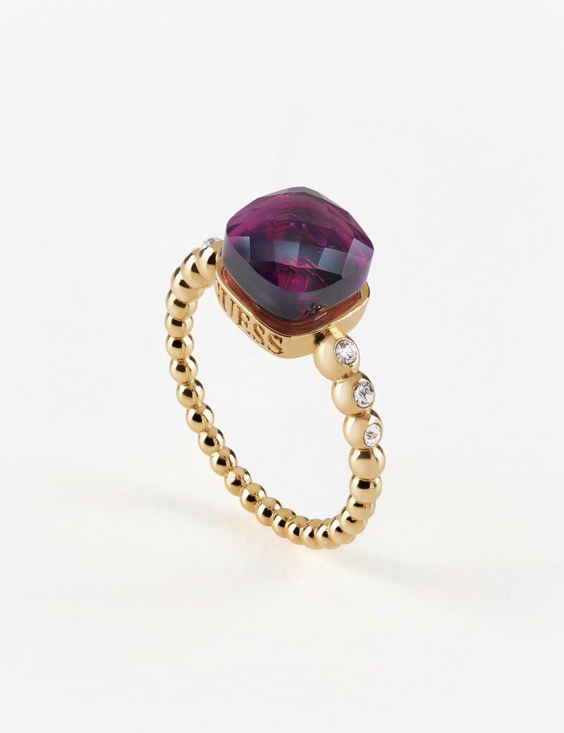 8X8 Amethyst & Crystals Yellow Gold