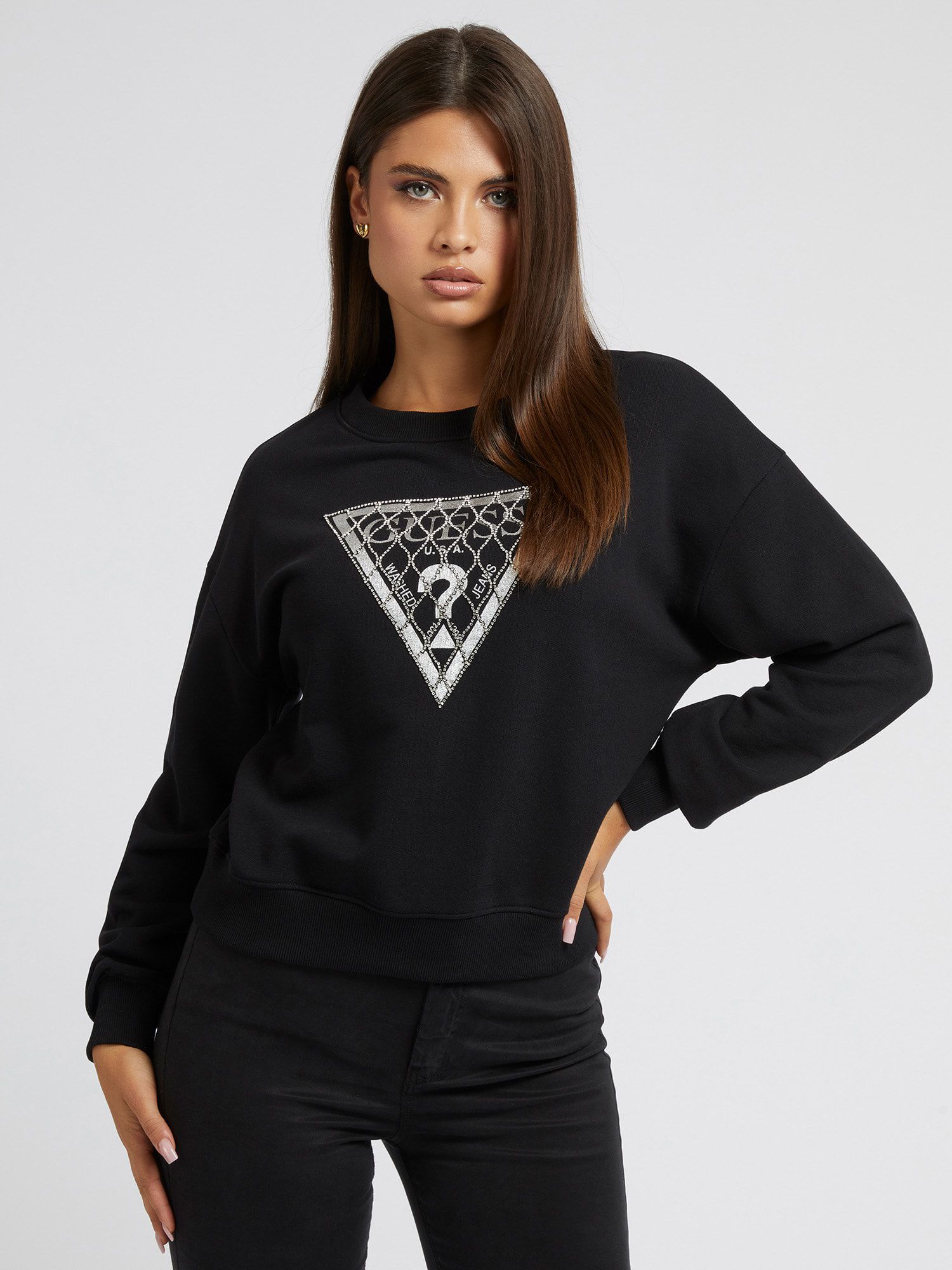 Shop GUESS Online Crystal Mesh Sweatshirt