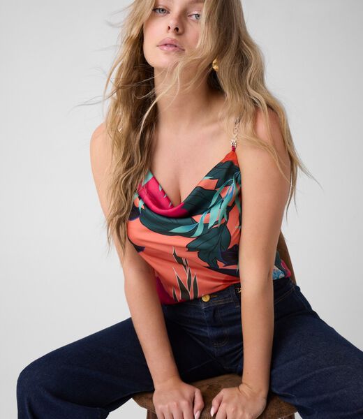 Sleeveless top with logo print guess sleeveless top with logo print