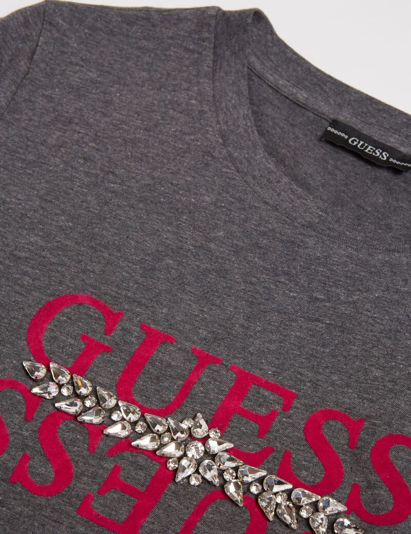 تيشيرت من نسيج ميلانج مع أحجار الراين