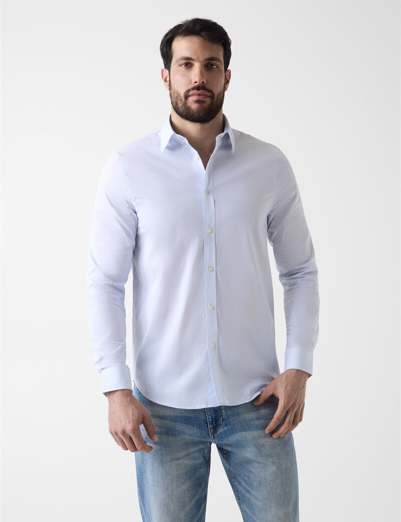 Long-Sleeve micro stripe shirt