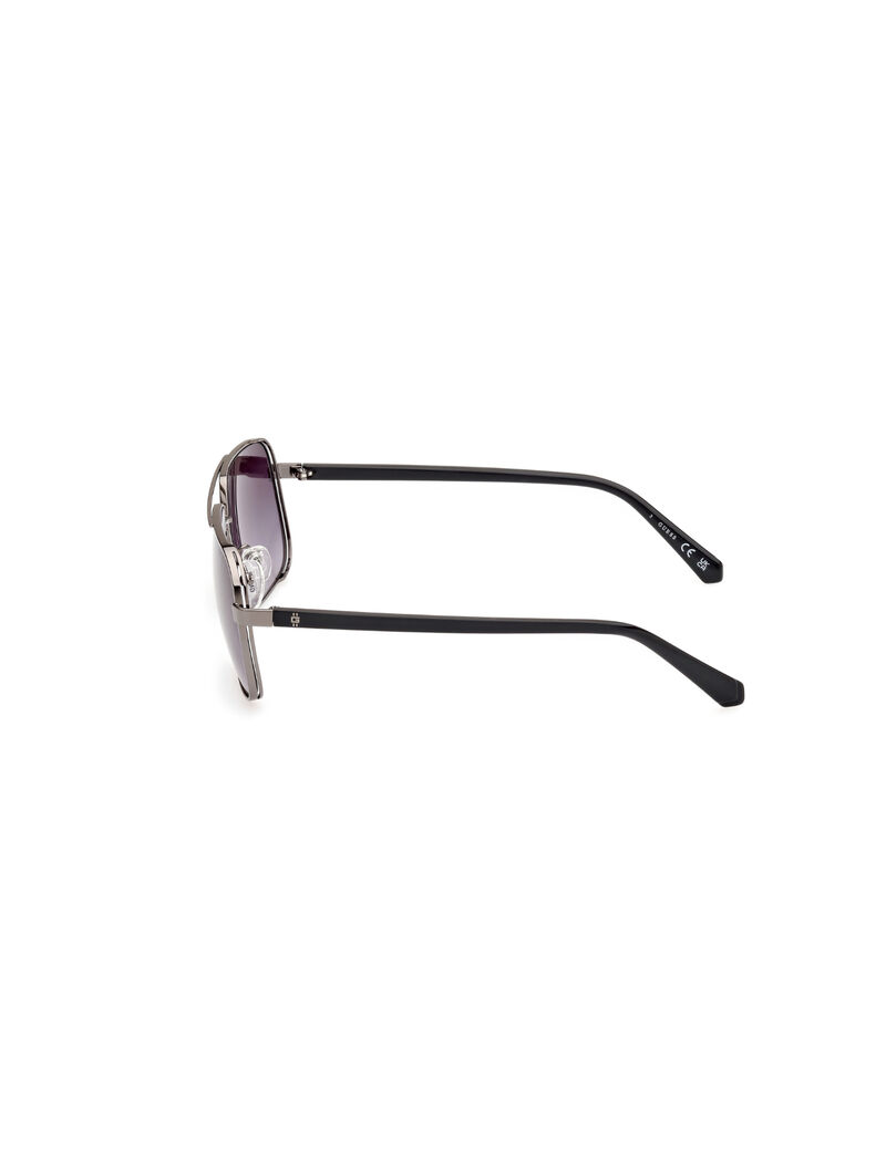 Metal Sun Glasses M Shiny Gunmetal Gradient Brown