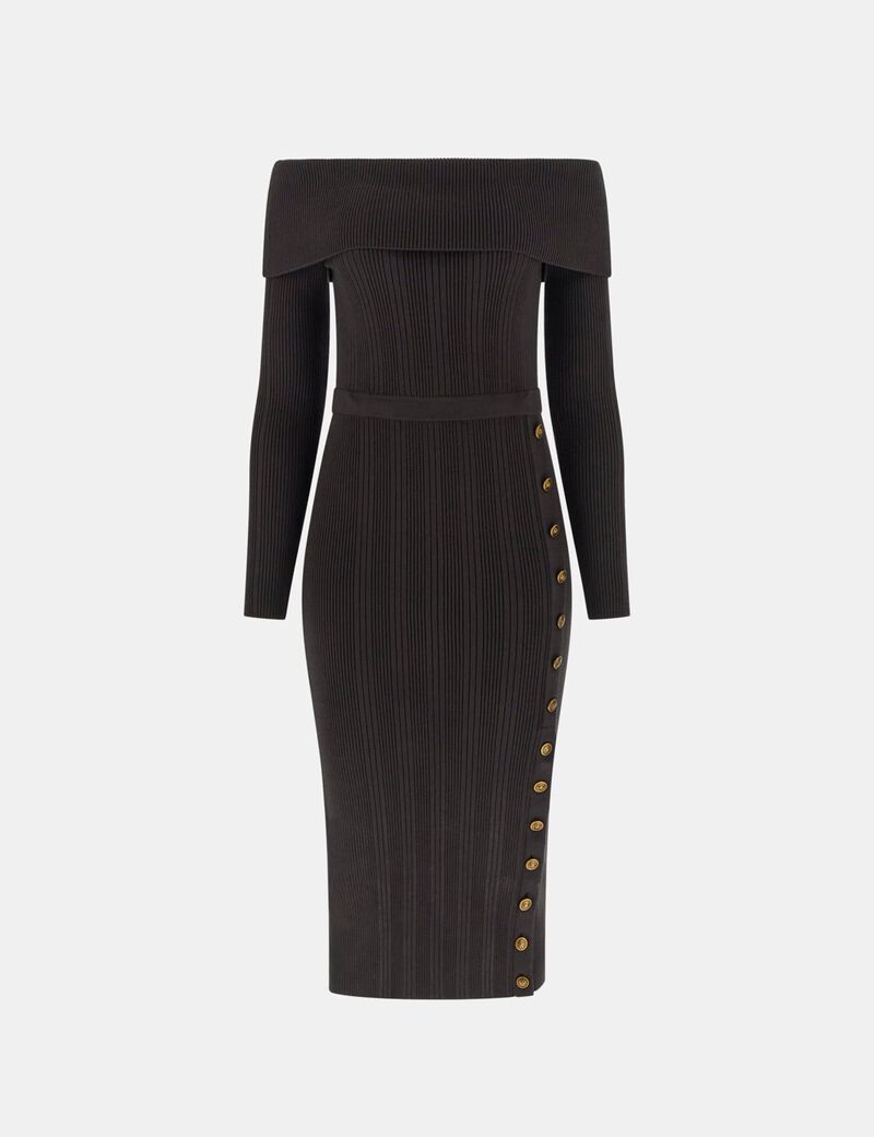 Off-shoulder midi sweater dress