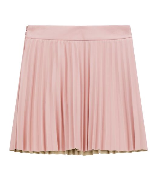 Leather pleated mini skirt