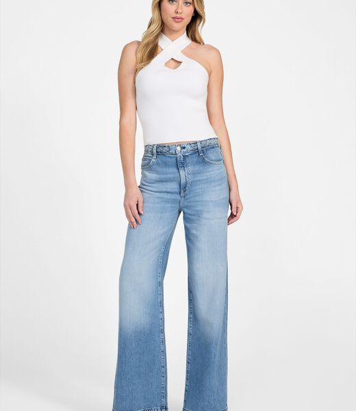 Braided wide leg jeans