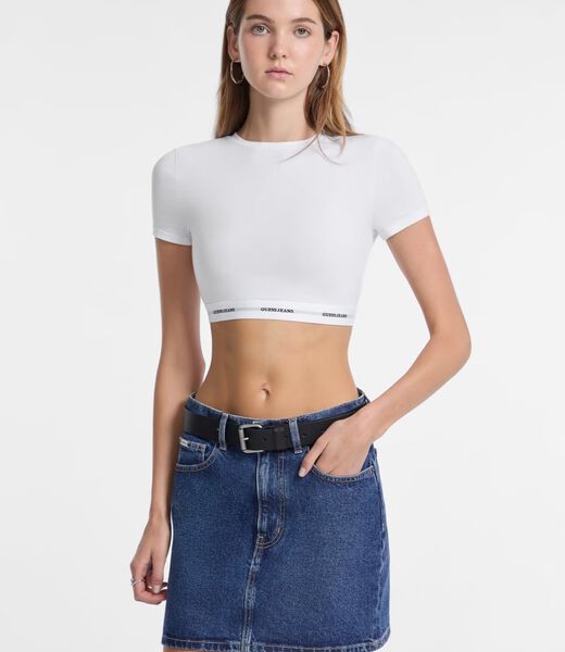 قميص قصير بشريط شعار الماركة