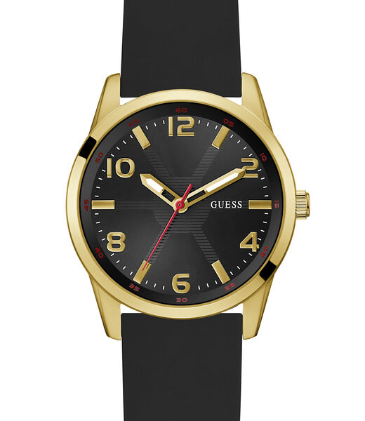 Mens Black Gold Tone Analog Watch
