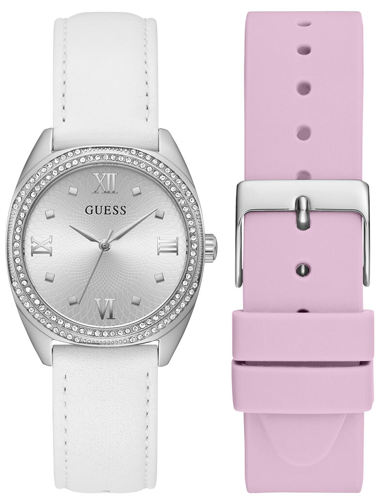 ساعة تناظرية مع حزام قابل للتبديل