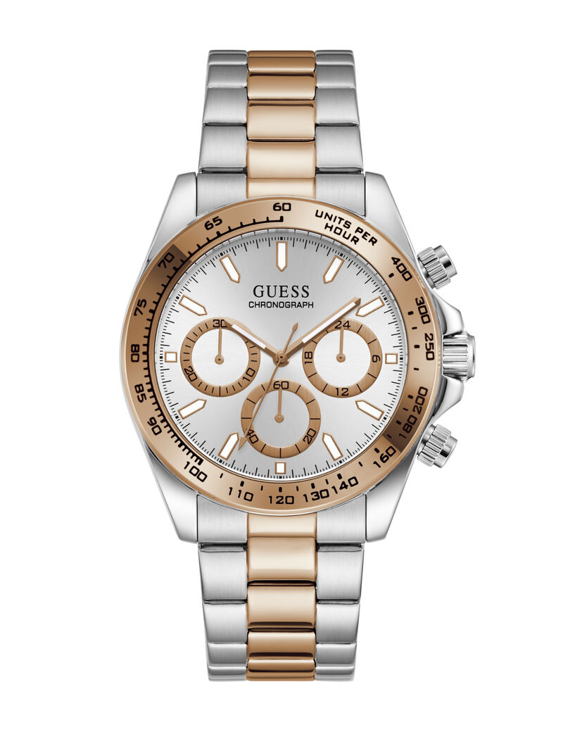 Mens 2T Silver/Rose Gold Tone Round Analog Watch