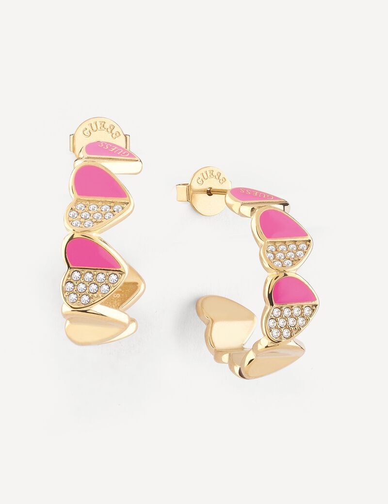 Guess Loevely Multiple Hearts Fuxia Hoops