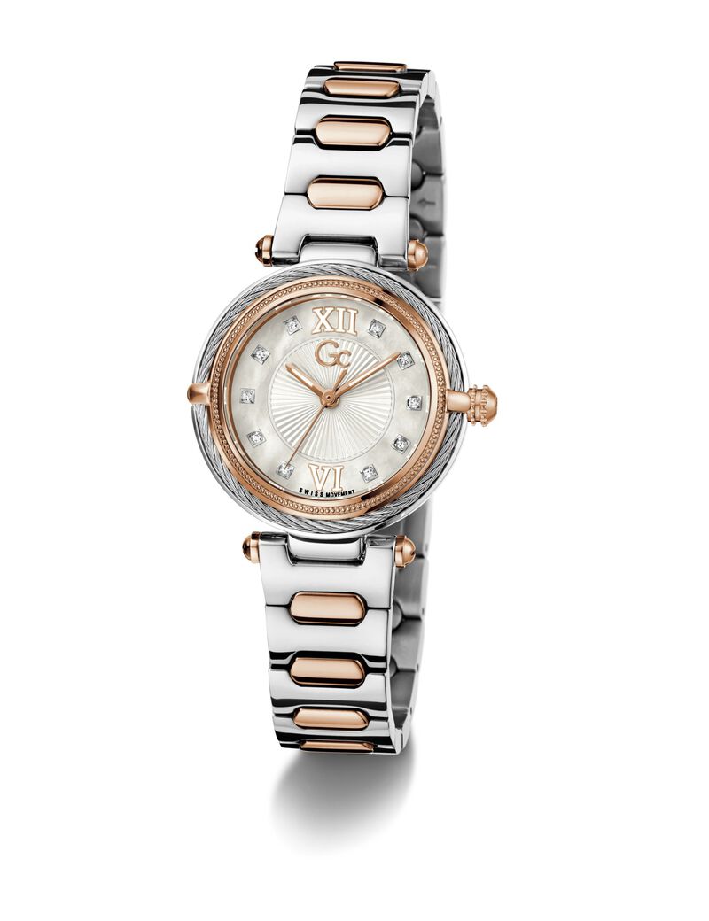 Gc Sportchic Women S 763 Mvmt White Dail 10 Amt Silver Rose Gold Stainless Steel Brct