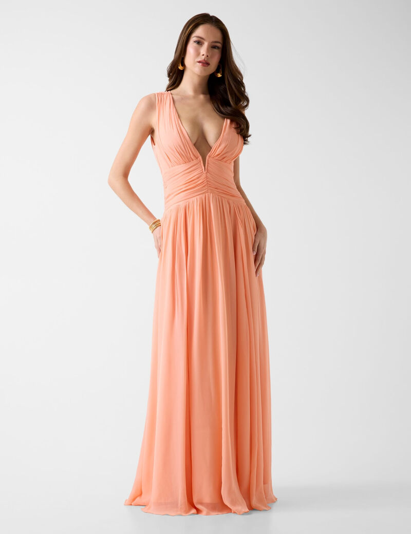 ADELA V NECK LONG DRESS