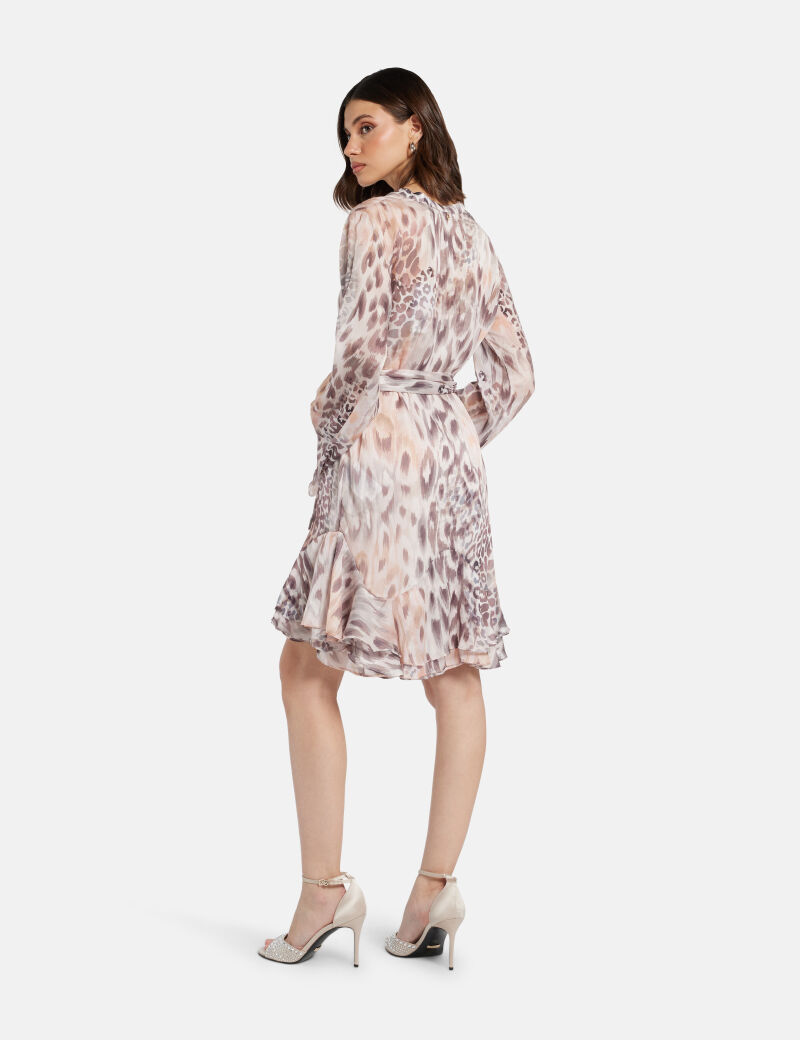 Belted chiffon mini dress