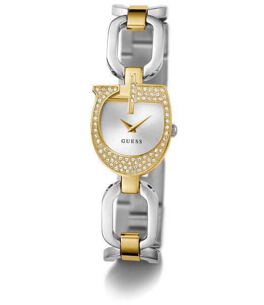 guess bejeweled women gia quartz analog 22 2 mm gld case 2 tone ss brt